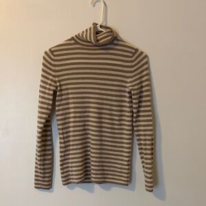 Vince 100%cashmere Striped Turtleneck Sweater